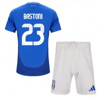 Fotbalové Dres Itálie Alessandro Bastoni #23 Dětské Domácí ME 2024 Krátký Rukáv (+ trenýrky)